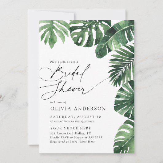 Elegant tropisch groen Vrijgezellenfeest Kaart (Voorkant)