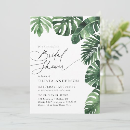 Elegant tropisch groen Vrijgezellenfeest Kaart (Staand voorkant)