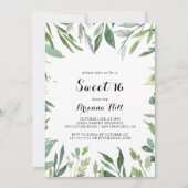Elegant Tropisch Groen Zoet 16 Verjaardagsfeest Kaart (Voorkant)