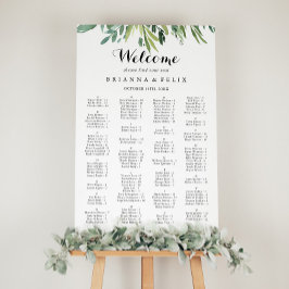 Elegant Tropisch Groene Alfabetische Zitkaart Poster