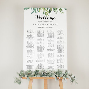 Elegant Tropisch Groene Alfabetische Zitkaart Poster