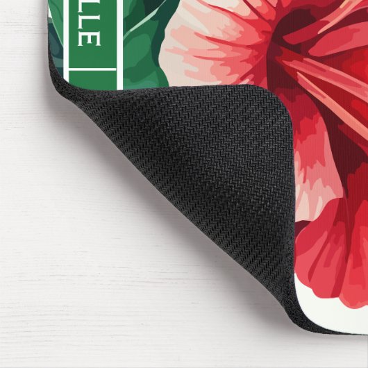 Elegant Tropisch Hawaii Hibiscus Groen Monogram Muismat (Hoek)