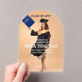 Elegant Tropisch Laat Afstuderen Foto Acryl In Acryl Uitnodigingen (Insitu (Draagbaar))