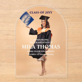 Elegant Tropisch Laat Afstuderen Foto Acryl In Acryl Uitnodigingen (Voorkant)