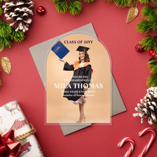 Elegant Tropisch Laat Afstuderen Foto Acryl In Uitnodigingen (Insity (Feestdagen))