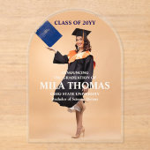 Elegant Tropisch Laat Afstuderen Foto Acryl In Uitnodigingen (Voorkant)