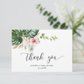 Elegant tropisch meisje baby shower dank u kaart (Staand voorkant)