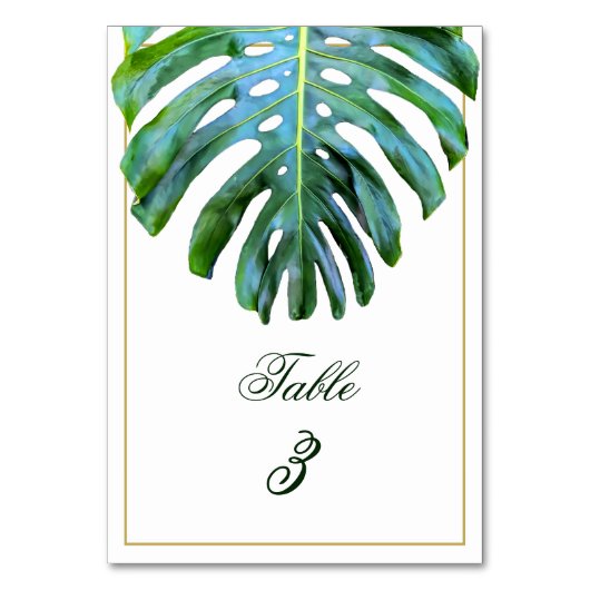 Elegant Tropisch Monstera Leaf Green Gold Beach Kaart (Voorkant)