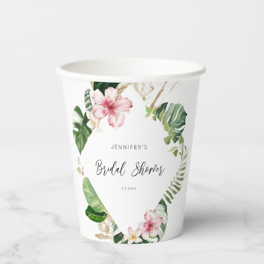 Elegant tropisch monstera vrijgezellenfeest papieren bekers (Voorkant)