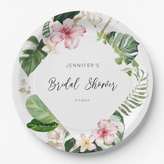 Elegant tropisch monstera vrijgezellenfeest papieren bordje (Voorkant)