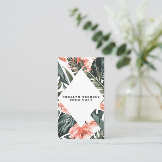 Elegant Tropisch Oerwoud Groen Modern Visitekaartje (Staand voorkant)