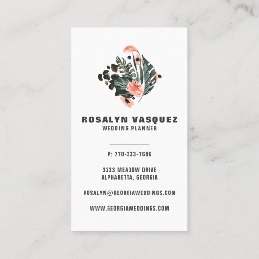 Elegant Tropisch Oerwoud Groen Modern Visitekaartje (Achterkant)