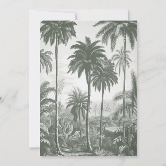 Elegant Tropisch  Palmbruiloft Kaart (Achterkant)