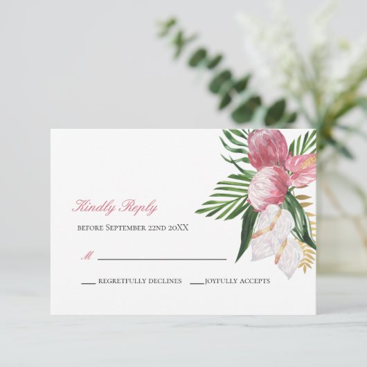 Elegant Tropisch Paradijs Trouw R RSVP Kaartje (Staand voorkant)