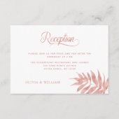 Elegant Tropisch Roos Gold White Weduwen Reception Informatiekaartje (Voorkant)