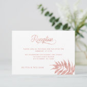 Elegant Tropisch Roos Gold White Weduwen Reception Informatiekaartje (Staand voorkant)