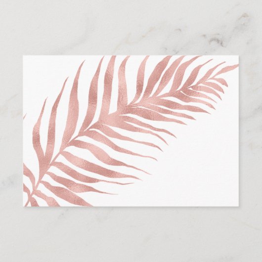 Elegant Tropisch Roos Gold White Weduwen Reception Informatiekaartje (Achterkant)