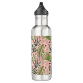 Elegant Tropisch Roze Bloemen Botanisch Monogram Waterfles (Rechts)