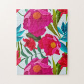 Elegant tropisch roze en rode druppels puzzel (Verticaal)