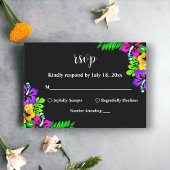 Elegant Tropisch Rustiek Boho Zwart Bloemen Bruilo RSVP Kaartje