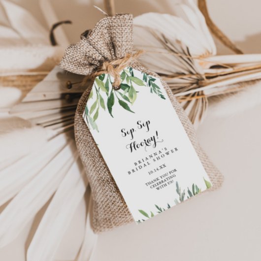 Elegant Tropisch Sip Hooray Vrijgezellenfeest Cadeaulabel