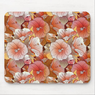 Elegant tropisch strand en witte hibiscus flank muismat