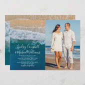 Elegant tropisch strand oceaan foto bruiloft kaart (Voorkant / Achterkant)