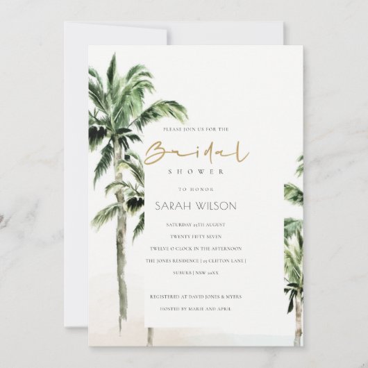 Elegant tropisch strand palmbomen Vrijgezellenfees Kaart (Voorkant)