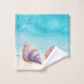 Elegant Tropisch Strand Zeeschelpen Nautische Pare Bad Handdoek (Wasdoekje)