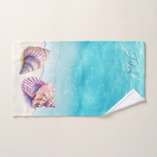 Elegant Tropisch Strand Zeeschelpen Nautische Pare Bad Handdoek (Handdoek)
