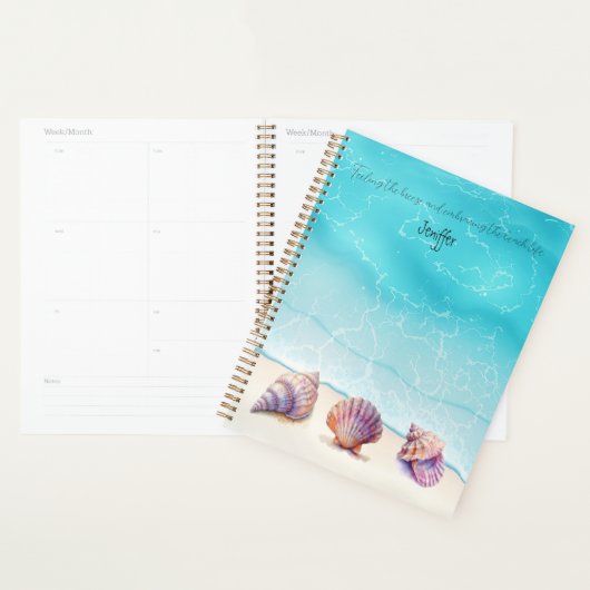 Elegant Tropisch Strand Zeeschelpen Nautische Pare Planner (Display)
