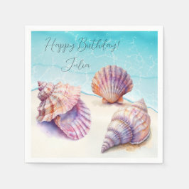 Elegant Tropisch Strand Zeeschelpen Nautische Pare Servet