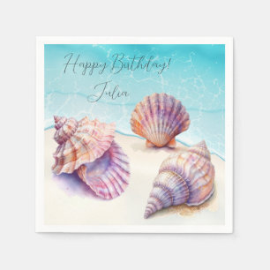 Elegant Tropisch Strand Zeeschelpen Nautische Pare Servet