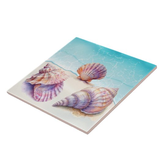 Elegant Tropisch Strand Zeeschelpen Nautische Pare Tegeltje (Zijkant)