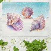 Elegant Tropisch Strand Zeeschelpen Nautische Pare Theedoek (Gevouwen)