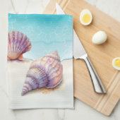 Elegant Tropisch Strand Zeeschelpen Nautische Pare Theedoek (Quarter Fold)