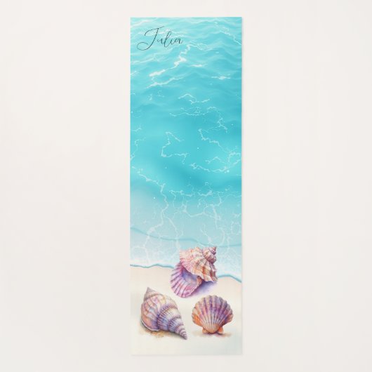 Elegant Tropisch Strand Zeeschelpen Nautische Pare Yogamat (Achterkant)