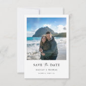 Elegant tropisch strandfoto budget bruiloft save the date (Voorkant)