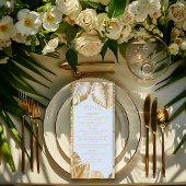 Elegant Tropisch Verguld Goud Monstera Bruiloft Menu