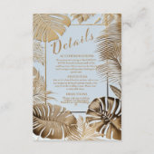 Elegant Tropisch verguld Goud Monstera Leaf Bruilo Informatiekaartje (Voorkant)