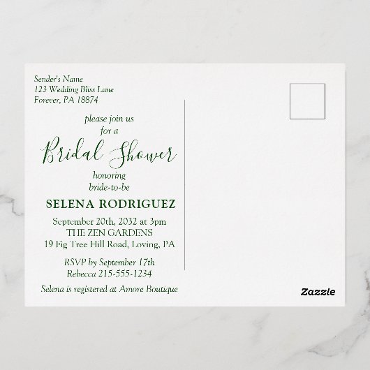 Elegant Tropisch Vrijgezellenfeest Gold Folie Uitnodiging Briefkaart (Achterkant)