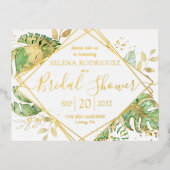 Elegant Tropisch Vrijgezellenfeest Gold Folie Uitnodiging Briefkaart (Voorkant)