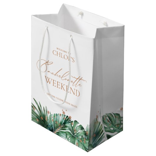 Elegant tropisch vrijgezellenweekend medium cadeauzakje (Voorkant Gekanteld)