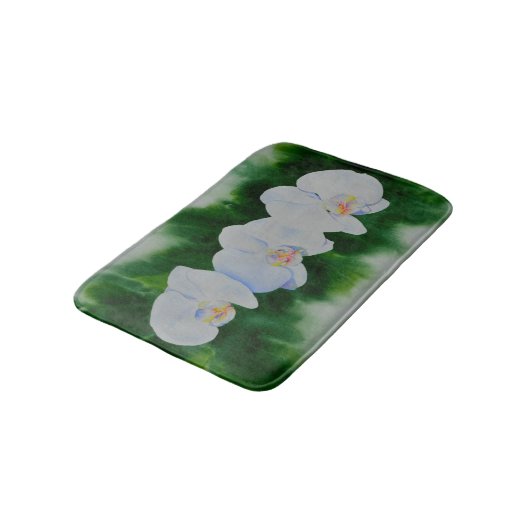 Elegant tropisch wit waterverf orchidee schilderij badmat (Gekanteld)