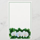 Elegant tropisch wit waterverf orchidee schilderij briefpapier (Voorkant)