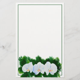 Elegant tropisch wit waterverf orchidee schilderij briefpapier