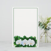 Elegant tropisch wit waterverf orchidee schilderij briefpapier (Staand voorkant)