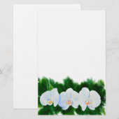 Elegant tropisch wit waterverf orchidee schilderij briefpapier (Voorkant / Achterkant)