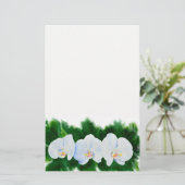 Elegant tropisch wit waterverf orchidee schilderij briefpapier (Staand voorkant)