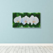 Elegant tropisch wit waterverf orchidee schilderij canvas afdruk (Insitu (Houten vloer))
